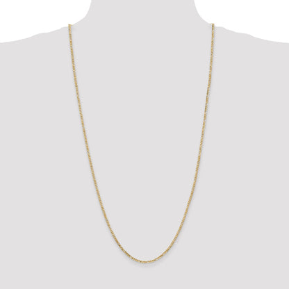 14K Yellow Gold 30 Inch 2.25mm Flat Figaro With Lobster Clasp Chain Necklace