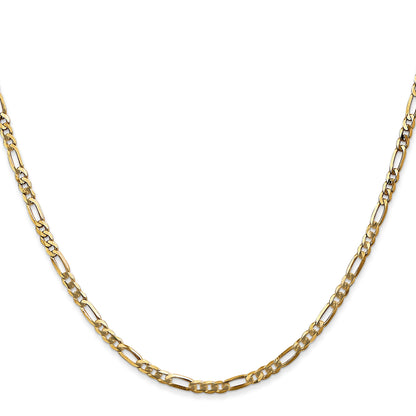 14K Yellow Gold 20 Inch 2.75mm Flat Figaro With Lobster Clasp Chain Necklace