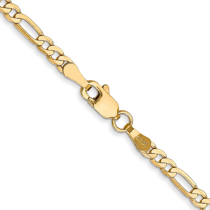 14K Yellow Gold 28 Inch 2.75mm Flat Figaro With Lobster Clasp Chain Necklace