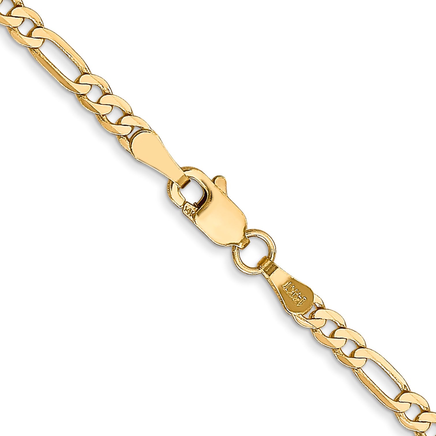 14K Yellow Gold 24 Inch 2.75mm Flat Figaro With Lobster Clasp Chain Necklace