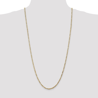 14K Yellow Gold 30 Inch 2.75mm Flat Figaro With Lobster Clasp Chain Necklace