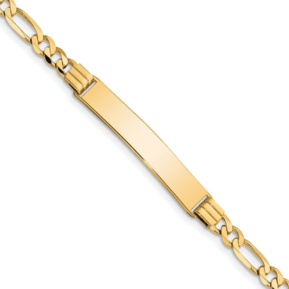 7 Inch 14K Figaro Id Bracelet
