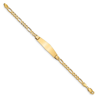 7 Inch 14K Figaro Soft Diamond Shape Id Bracelet