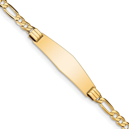 8 Inch 14K Figaro Soft Diamond Shape Id Bracelet