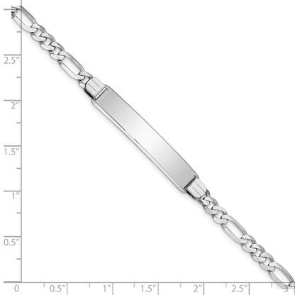 8 Inch 14K Wg Figaro Link Soft Diamond Shape Id Bracelet