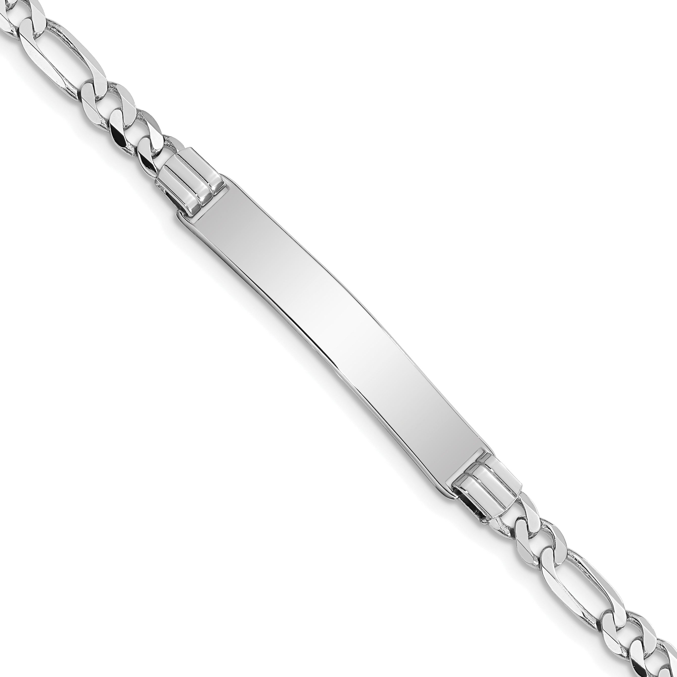 8 Inch 14K Wg Figaro Link Id Bracelet