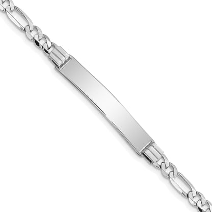 8 Inch 14K Wg Figaro Link Id Bracelet