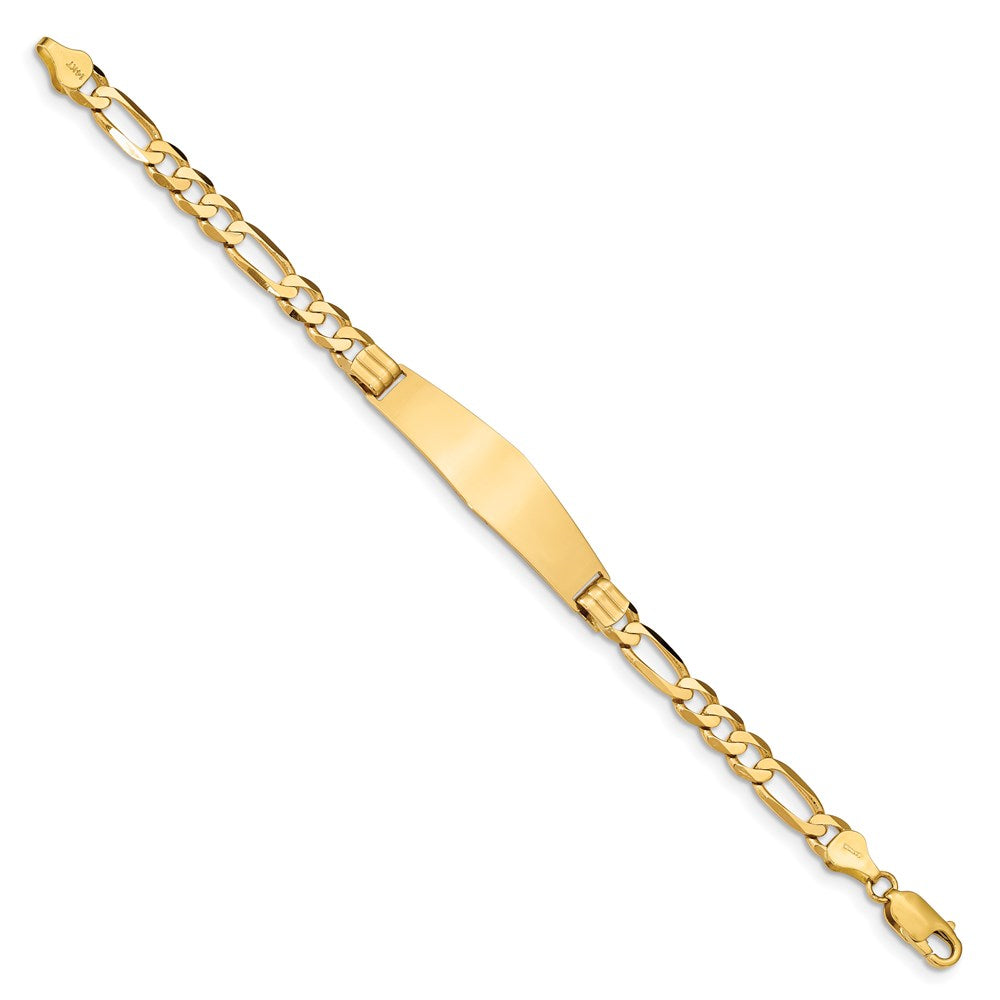 7 Inch 14K Figaro Soft Diamond Shape Id Bracelet