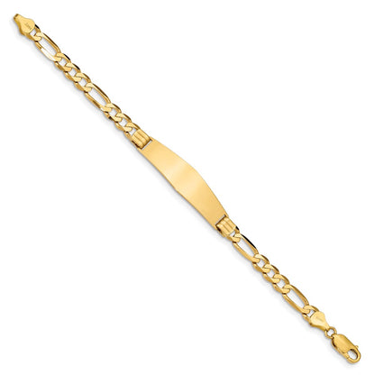 8 Inch 14K Figaro Soft Diamond Shape Id Bracelet