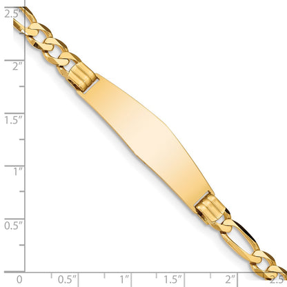 8 Inch 14K Figaro Soft Diamond Shape Id Bracelet