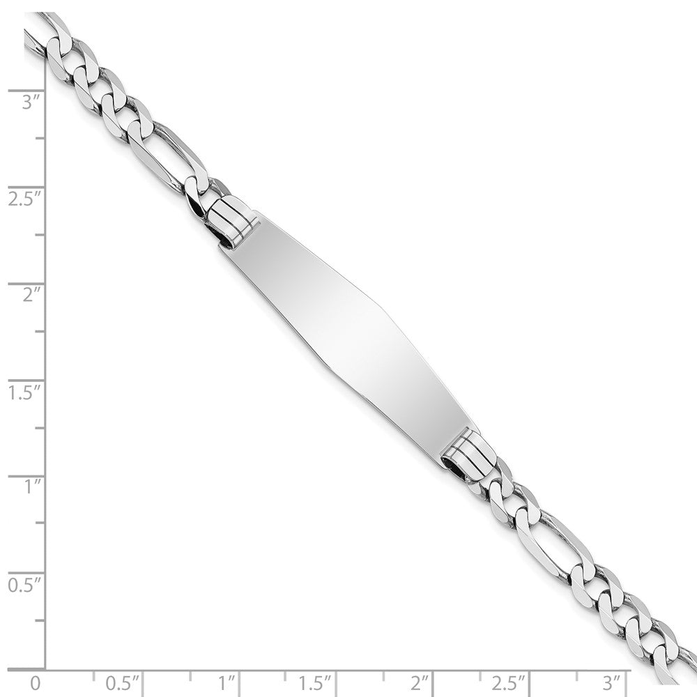 8 Inch 14K Wg Figaro Link Soft Diamond Shape Id Bracelet
