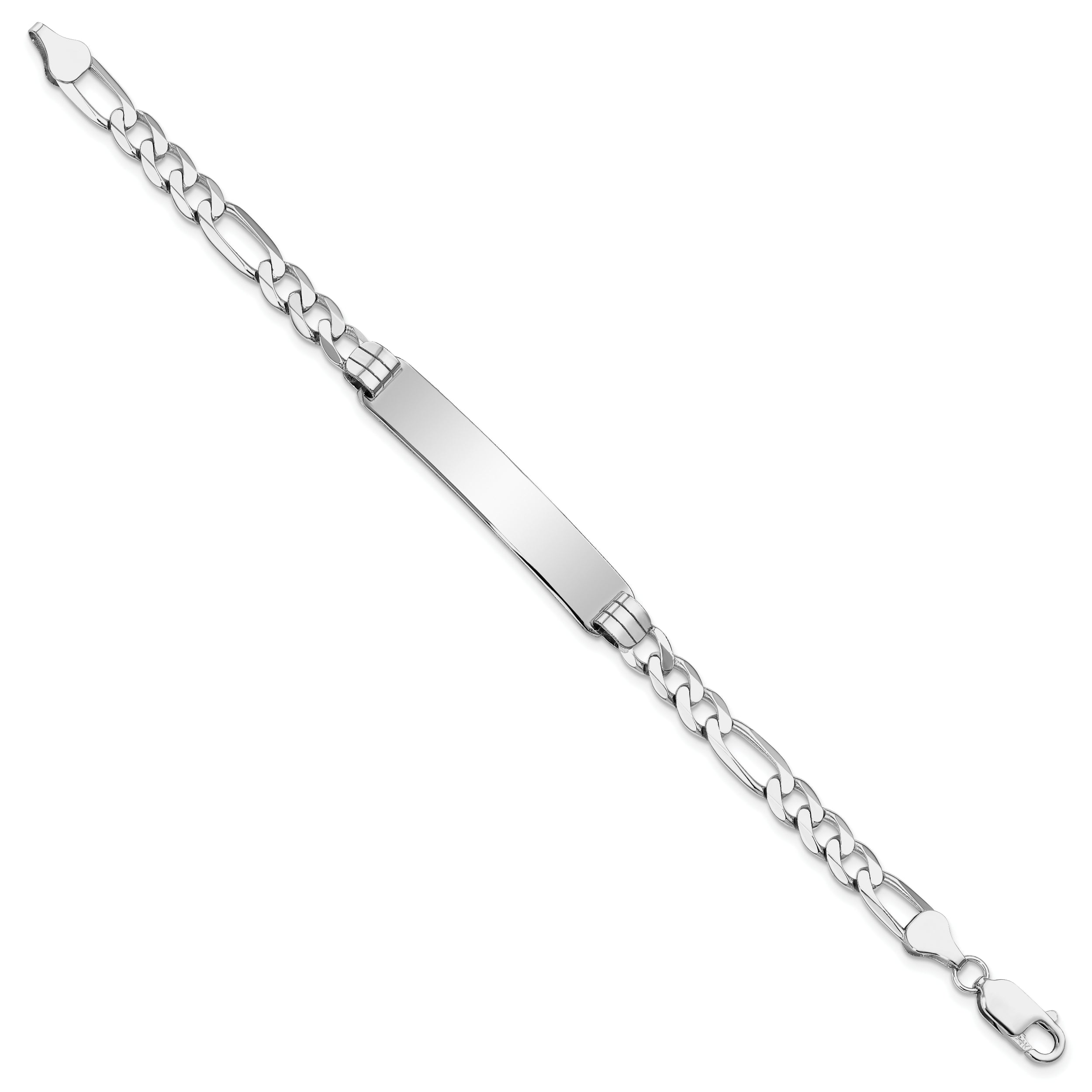 7 Inch 14K Wg Figaro Link Id Bracelet