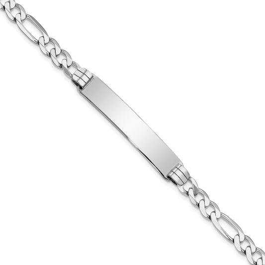8 Inch 14K Wg Figaro Link Id Bracelet