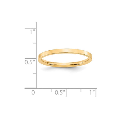 Solid 18K Yellow Gold 2mm Standard Flat Comfort Fit Men's/Women's Wedding Band Ring Size 9.5