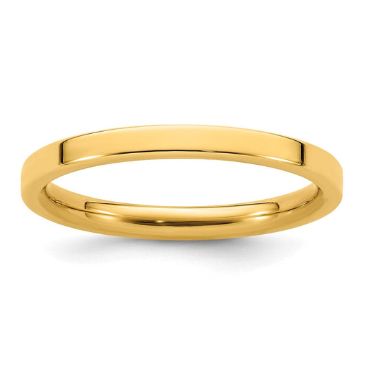 18k Yellow Gold 2mm Standard Weight Flat Comfort Fit Wedding Band Ring