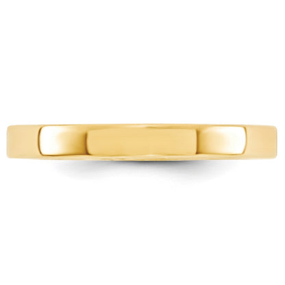 14k Yellow Gold 3mm Standard Weight Flat Comfort Fit Wedding Band Ring