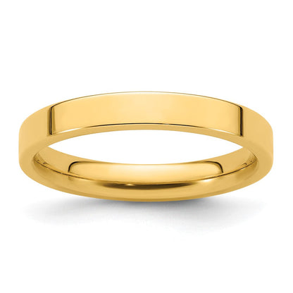 14k Yellow Gold 3mm Standard Weight Flat Comfort Fit Wedding Band Ring