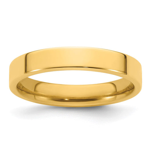 18k Yellow Gold 4mm Standard Weight Flat Comfort Fit Wedding Band Ring