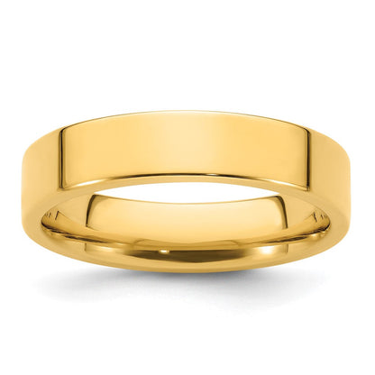 18k Yellow Gold 5mm Standard Weight Flat Comfort Fit Wedding Band Ring