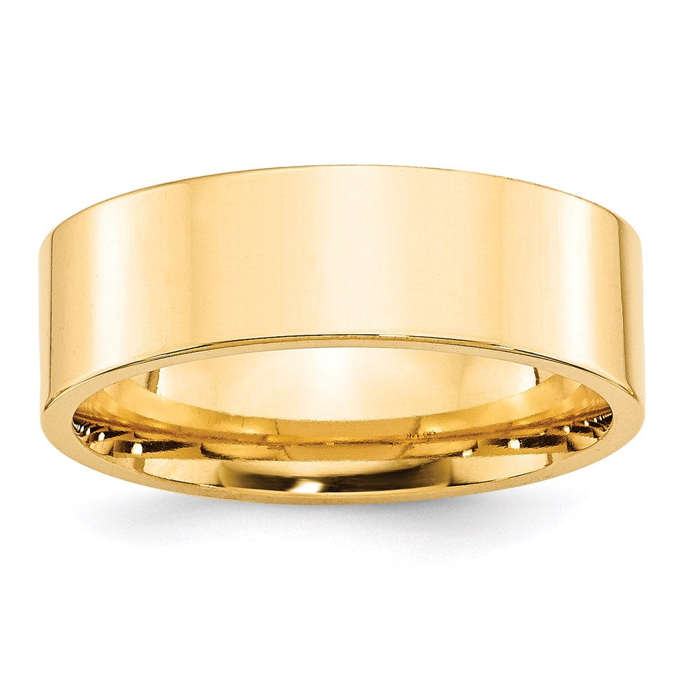 18k Yellow Gold 7mm Standard Weight Flat Comfort Fit Wedding Band Ring