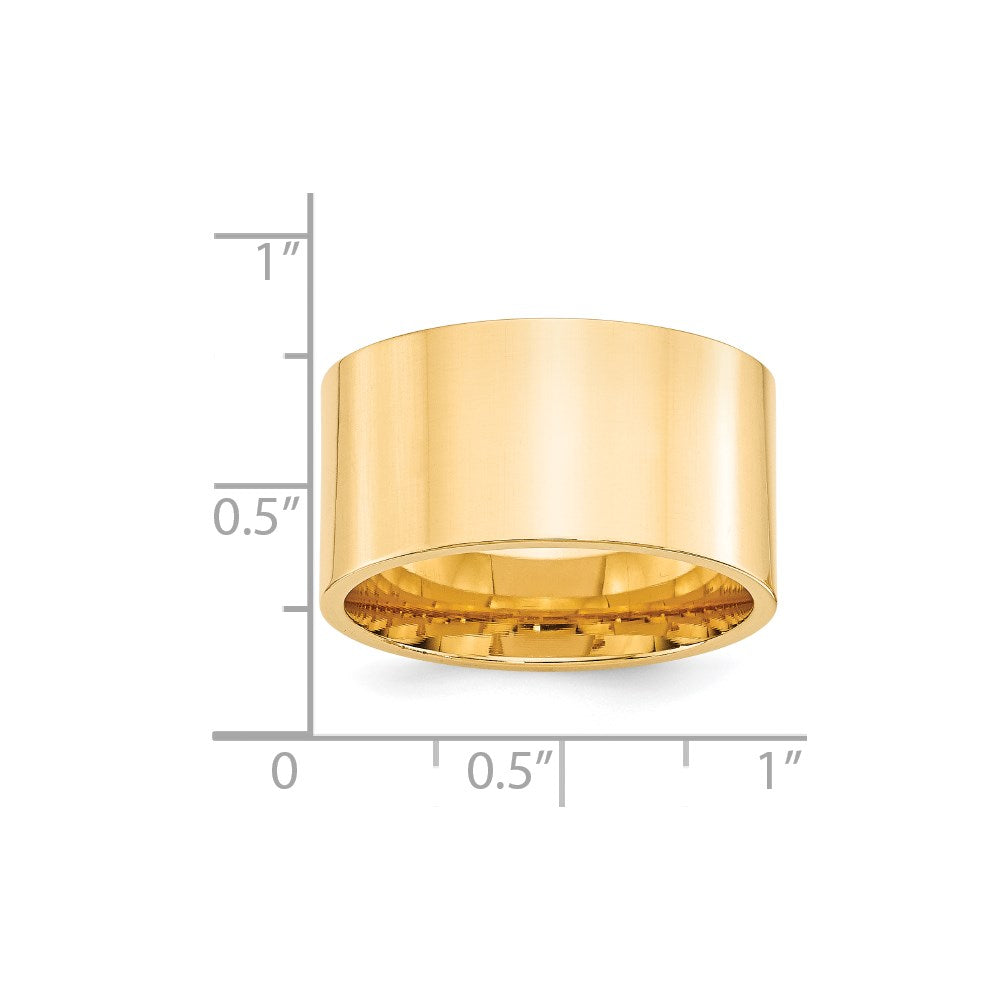 Solid 18K Yellow Gold 12mm Standard Flat Comfort Fit Men's/Women's Wedding Band Ring Size 10
