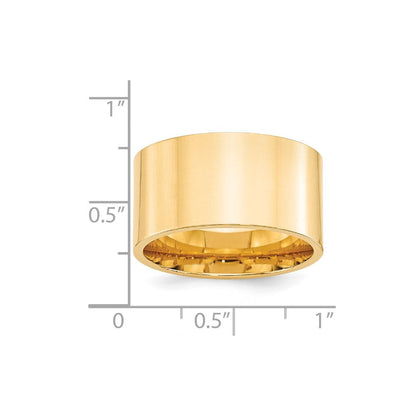 Solid 18K Yellow Gold 12mm Standard Flat Comfort Fit Men's/Women's Wedding Band Ring Size 5.5