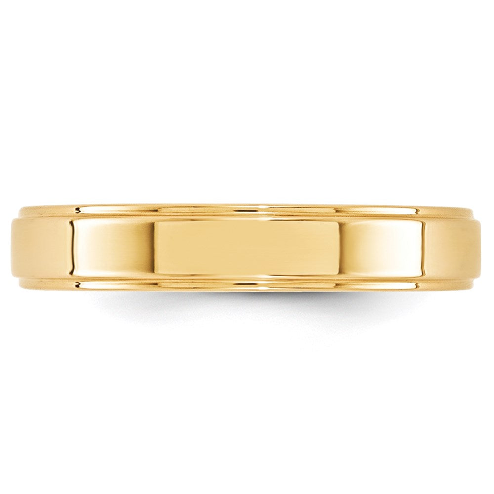 Solid 18K Yellow Gold 4mm Flat with Step Edge Men's/Women's Wedding Band Ring Size 7