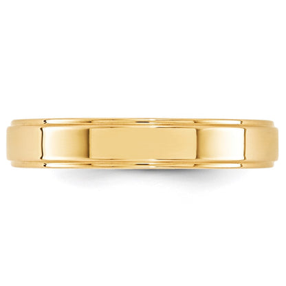 Solid 18K Yellow Gold 4mm Flat with Step Edge Men's/Women's Wedding Band Ring Size 8