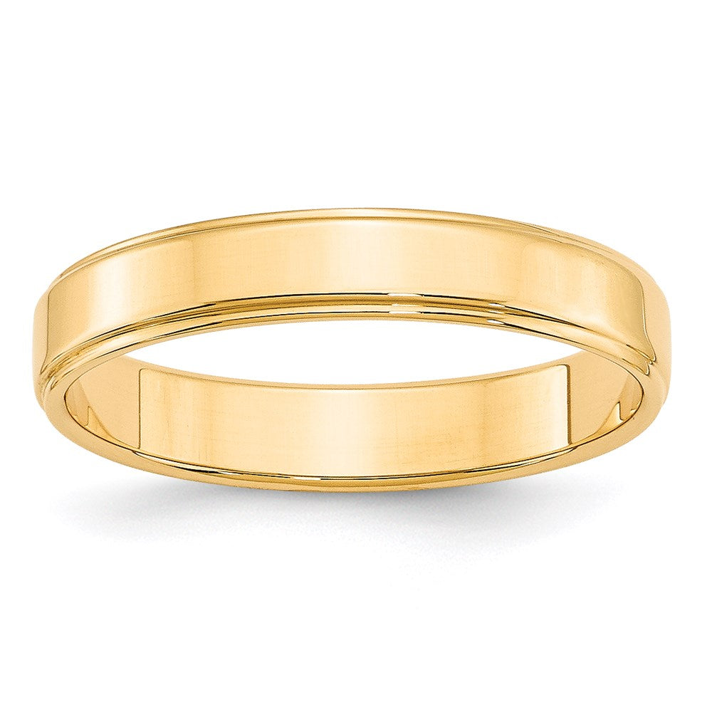 14k Yellow Gold 4mm Flat with Step Edge Wedding Band Ring