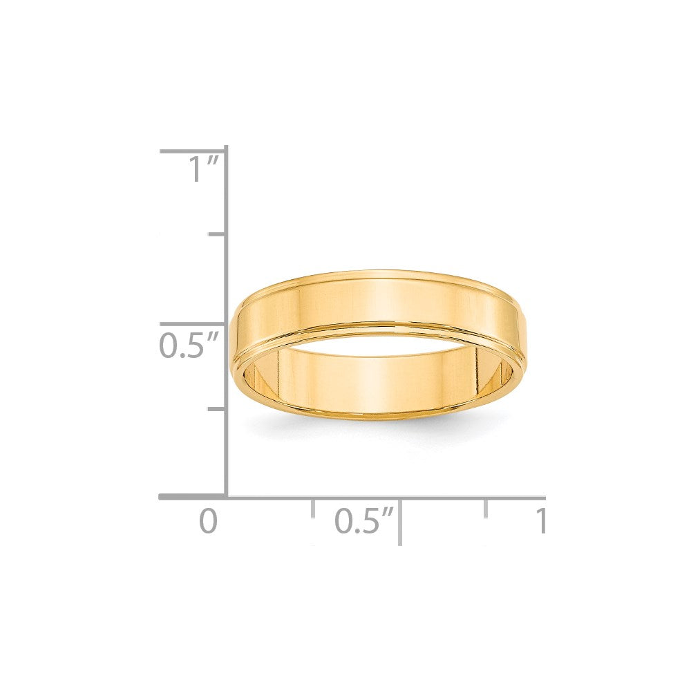 Solid 18K Yellow Gold 5mm Flat with Step Edge Men's/Women's Wedding Band Ring Size 14