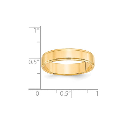 14k Yellow Gold 5mm Flat with Step Edge Wedding Band Ring