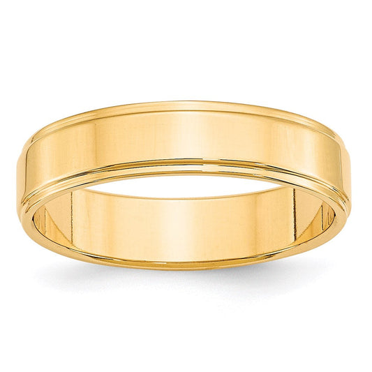 Solid 18K Yellow Gold 5mm Flat with Step Edge Men's/Women's Wedding Band Ring Size 11.5