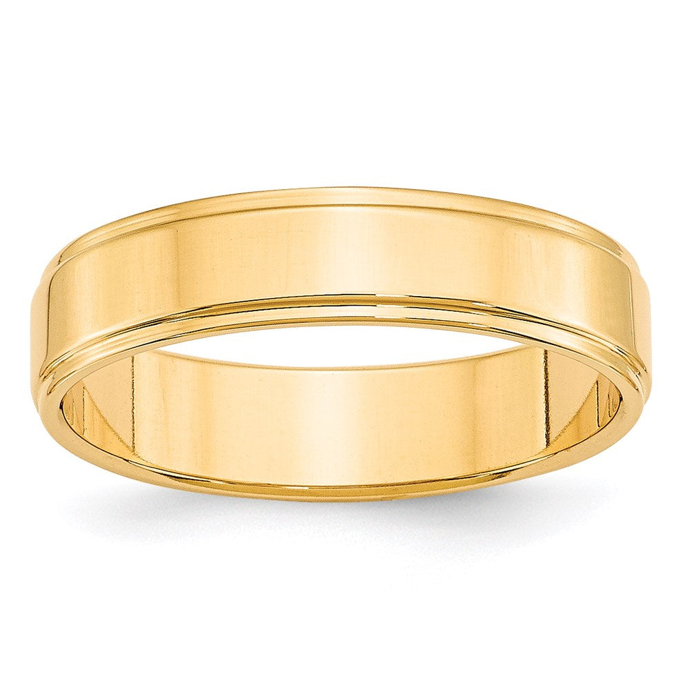 Solid 18K Yellow Gold 5mm Flat with Step Edge Men's/Women's Wedding Band Ring Size 8.5