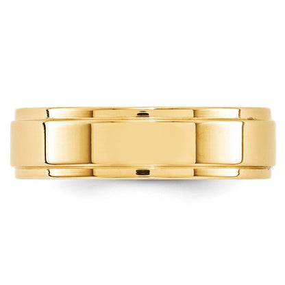 Solid 18K Yellow Gold 6mm Flat with Step Edge Men's/Women's Wedding Band Ring Size 12.5