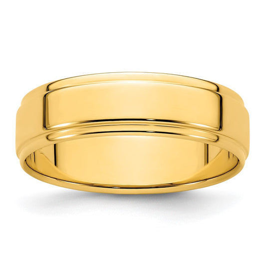 14k Yellow Gold 6mm Flat with Step Edge Wedding Band Ring