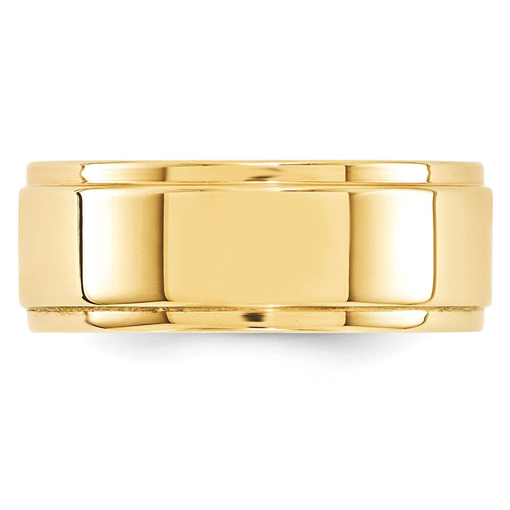 Solid 18K Yellow Gold 8mm Flat with Step Edge Men's/Women's Wedding Band Ring Size 11