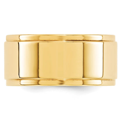 Solid 18K Yellow Gold 10mm Flat with Step Edge Men's/Women's Wedding Band Ring Size 12
