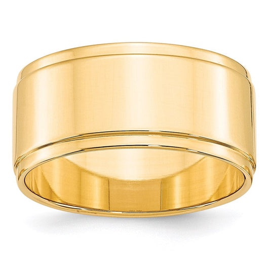 18k Yellow Gold 10mm Flat with Step Edge Wedding Band Ring