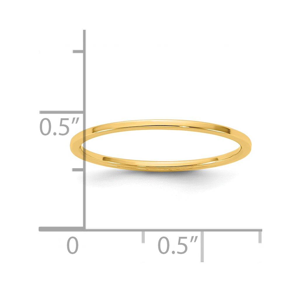 14K Yellow Gold 1mm Lightweight Flat Band