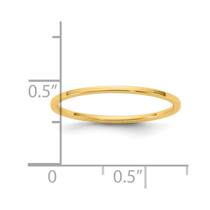 14K Yellow Gold 1mm Lightweight Flat Band