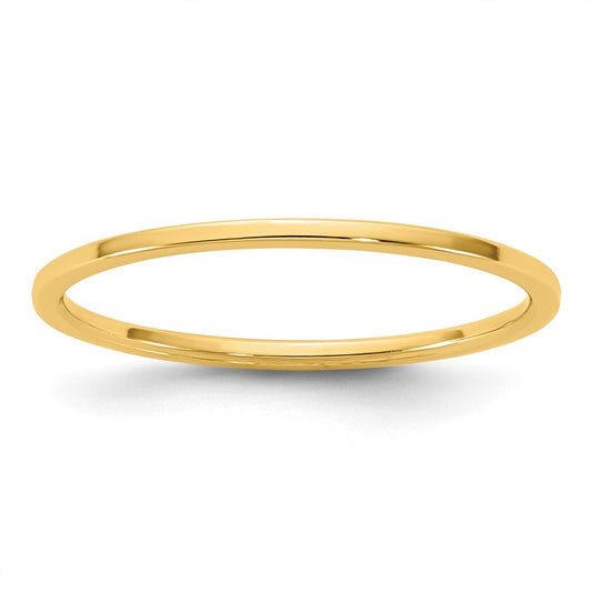 10K Yellow Gold 10Ky 1mm Lightweight Flat Band Size 8