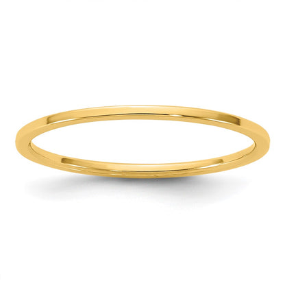 10K Yellow Gold 10Ky 1mm Lightweight Flat Band Size 5.5
