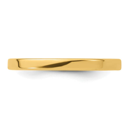 14k Yellow Gold 2mm Lightweight Flat Wedding Band Ring