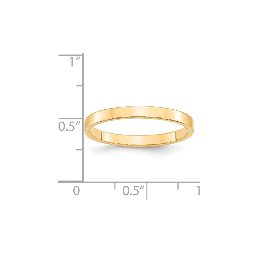 14k Yellow Gold 2.5mm Lightweight Flat Wedding Band Ring