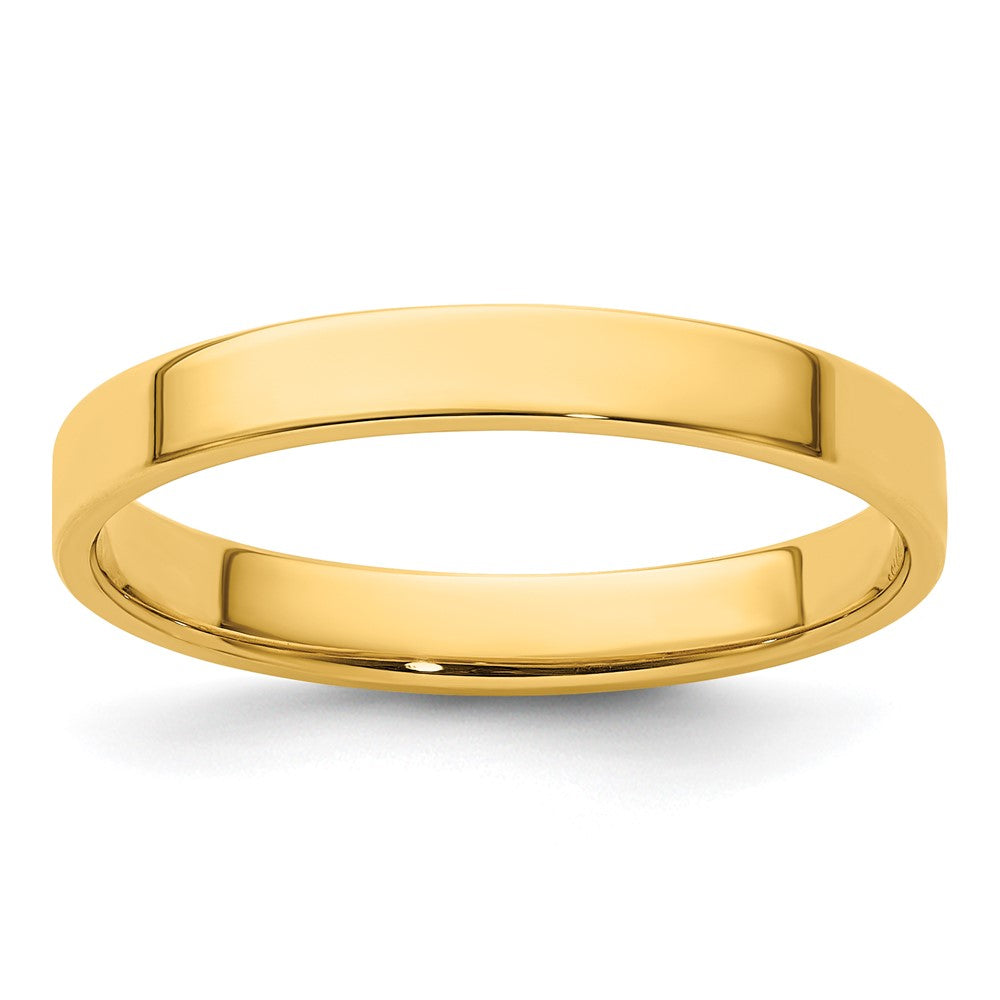 14k Yellow Gold 3mm Lightweight Flat Wedding Band Ring