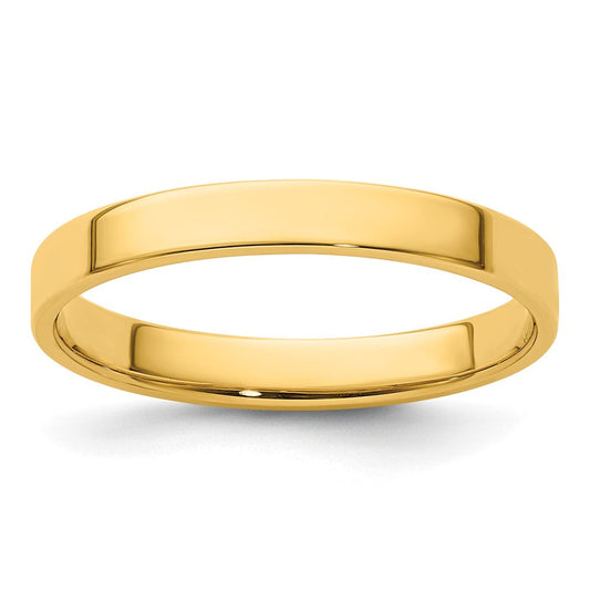 14k Yellow Gold 3mm Lightweight Flat Wedding Band Ring