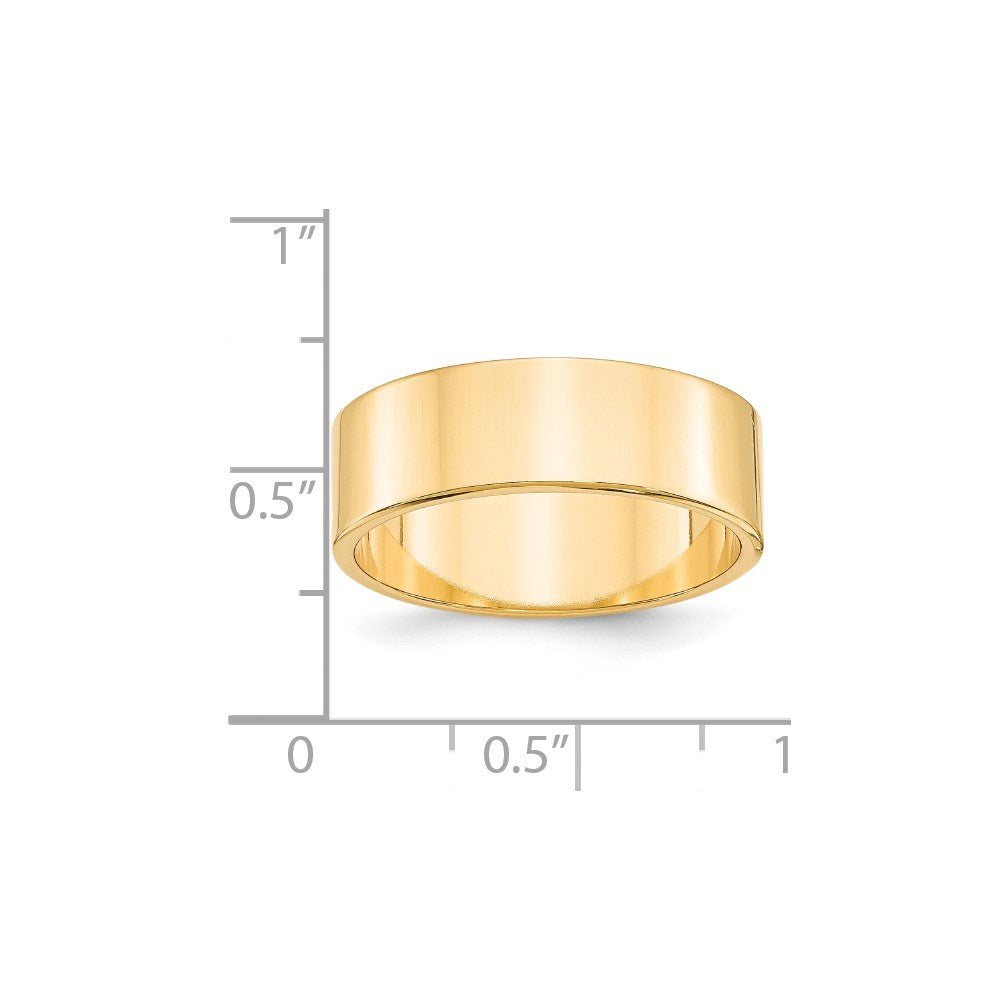 18k Yellow Gold 7mm Lightweight Flat Wedding Band Ring