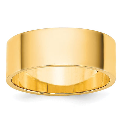 14k Yellow Gold 7mm Lightweight Flat Wedding Band Ring