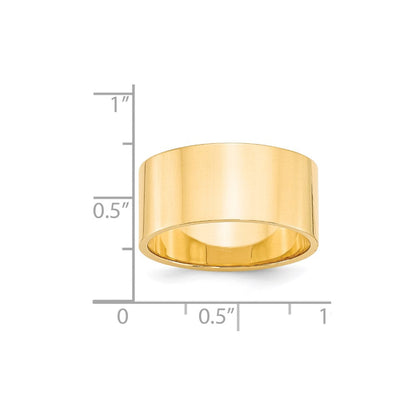 18k Yellow Gold 10mm Lightweight Flat Wedding Band Ring
