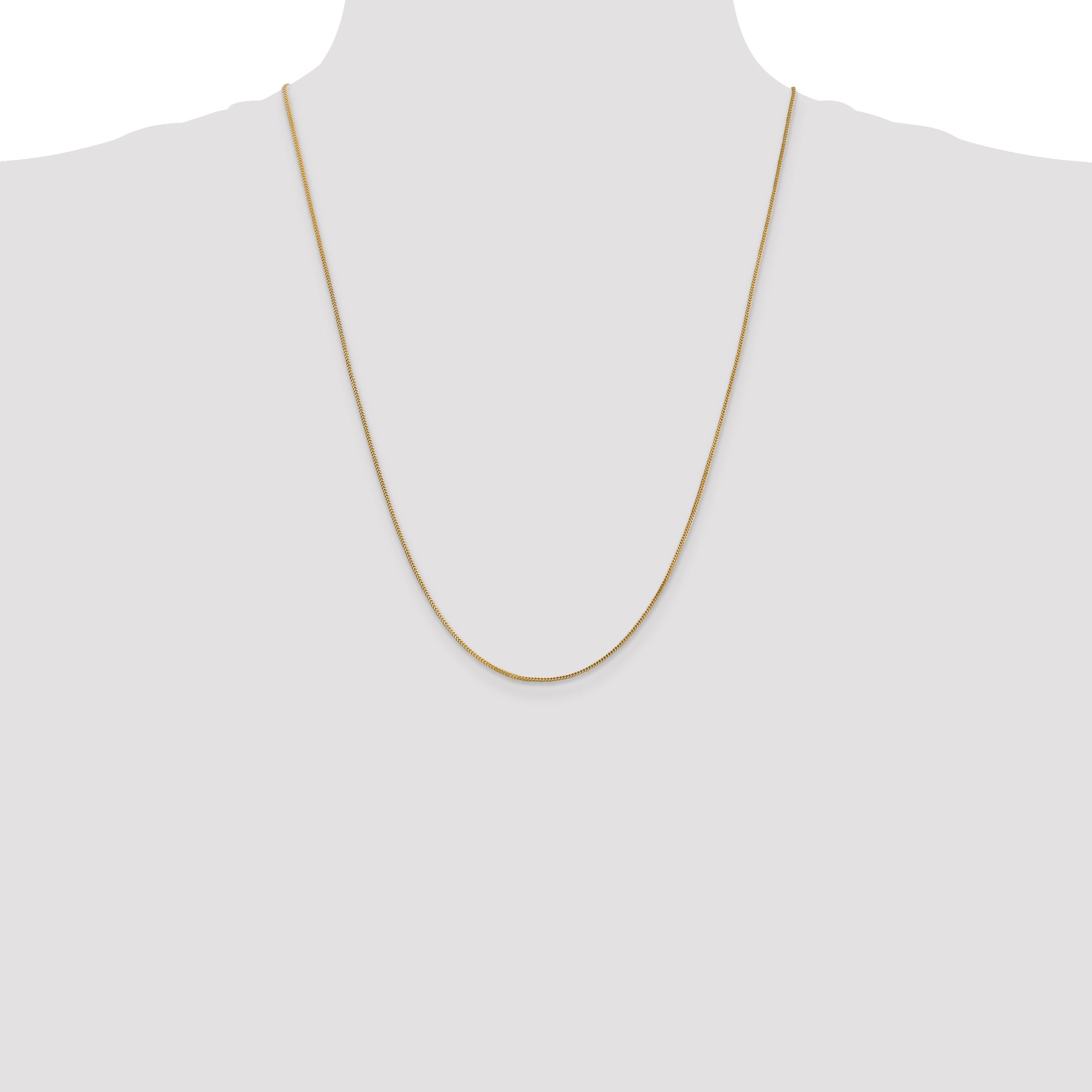 14K Yellow Gold 24 Inch .9mm Franco With Lobster Clasp Chain Necklace